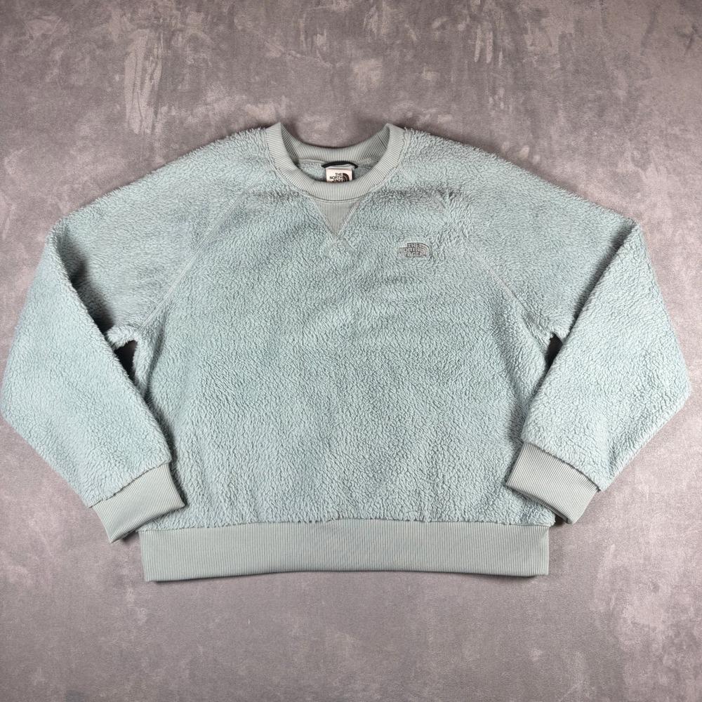 The North Face Womens XL Sherpa Fleece Pullover Sweatshirt Blue NF0A5AAI